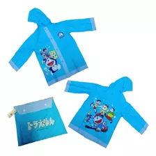 Poncho Impermeable Doraemon En Peva Azul Celeste Para Niño