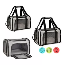 Bolsa De Transporte Pet Avião Para Cães E Gatos Luxo Cor Preto Com Cinza