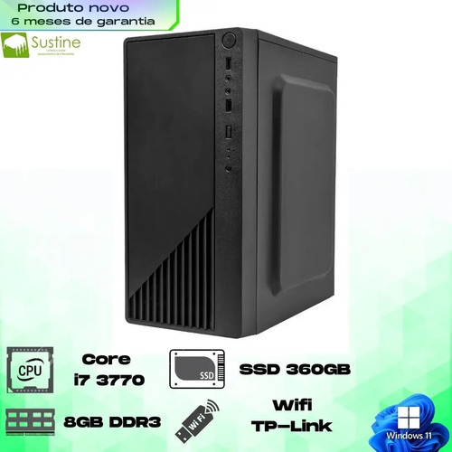 Pc Core I7 - 3770 8gb Ssd 360gb Windows 11 Wifi Tp-link