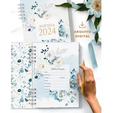 Arquivo Combo Agendas 2024 Com Versículos Floral Azul 8 Arqu