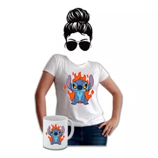Camiseta Stitch Mujer Estampada Mug Gratis
