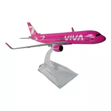 Miniatura De Avião A320 Viva Airways Rosa Em Metal 16cm