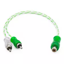 Cabo Y Rca Blindado 1 Femea 2 Machos Injetado Verde 4mm