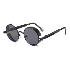 Gafas Lentes De Sol De Metal Steampunk Redondas Uv400 Retro