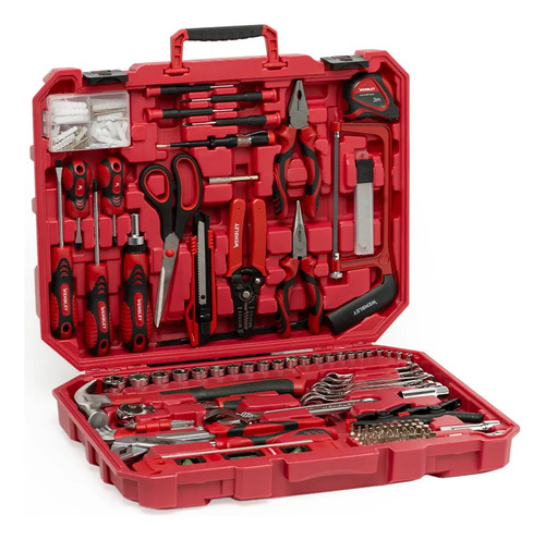 Set Herramientas Manuales Combinada Hogar Wembley 140pz 8743 Rojo