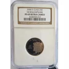 Moeda Americana 25 Cents 2000 New Hampshire Ngc Pf 69 1028