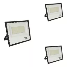 Kit3 Refletor Led 100w Smd Prova D´água Mini Holofote 6500k Cor Da Carcaça Preto Cor Da Luz Branco-frio 110v/220v