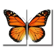 Quadro Decorativo Borboleta Laranja Asas Quarto Menina 2 Pçs