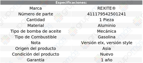 Bomba Aceite Fiat Siena Motor 4 Cil 1.6l 98 Al 03 Rexite Foto 2