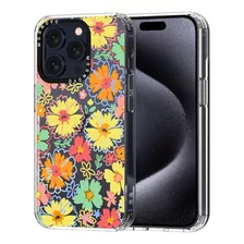 Funda Transparente Para iPhone 15 Pro Flores Hippie Boho Ret