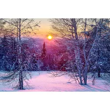 Quadro Paisagem Montanhas Inverno Pôr Do Sol Decorativo Sala