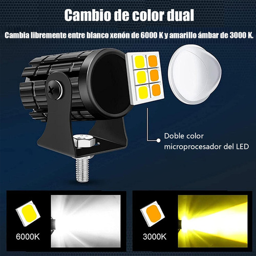 Par Faros Luces Led Para Motos Auto Doble Color Impermeable Foto 4