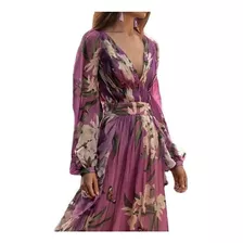 Vestidos Largos Elegantes Con Estampado Floral Y Cuello En V