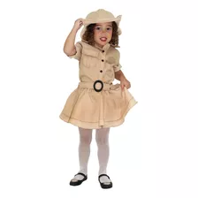 Fantasia Vestido Safari Caçador Feminino Infantil