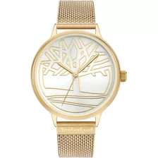 Reloj De Mujer Timberland Tyringham Tbl.15644myg/04mm Color De La Correa Dorado Color Del Bisel Dorado Color Del Fondo Plateado