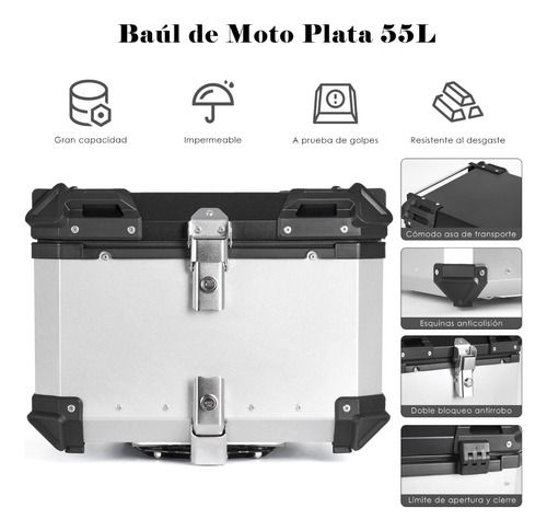 Maletero Aluminio Moto 55l Caja Top Case - Baul Trasero  Foto 2