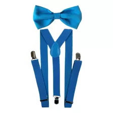Gravata Borboleta + Suspensório Azul Turquesa Formatura
