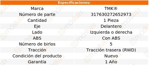 1- Maza Delantera Izq/der Con Abs Xf V6 3.0l 12/15 Tmk Foto 2