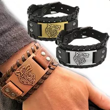 Pulseras Manilla Brazalete En Cuero Ancho Retro De Hombre