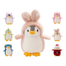 Peluche Pingüino Disfrazado De Dinosaurio Conejito Unicornio