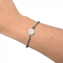 Pulsera Josefina De Acero Con La Medalla De San Benito