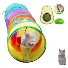 Kit Brinquedo Interativo Gato Túnel + Abacate De Catnip Erva