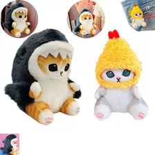 Set De 2 Gatos De Peluche Kawaii Tiburón Alevín Camarón 13cm