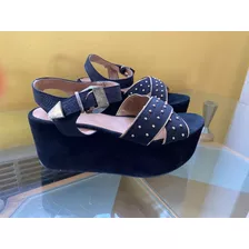 Sandalias De Cuero Y Tachitas Basement Talle 37 Nuevas!!!