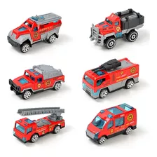 Kit 6 Caminhão Miniatura Bombeiro Com Fricção Fire