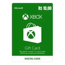 Xbox Live Cartão R$ 10,00 Reais Gift Microsoft Points Brasil