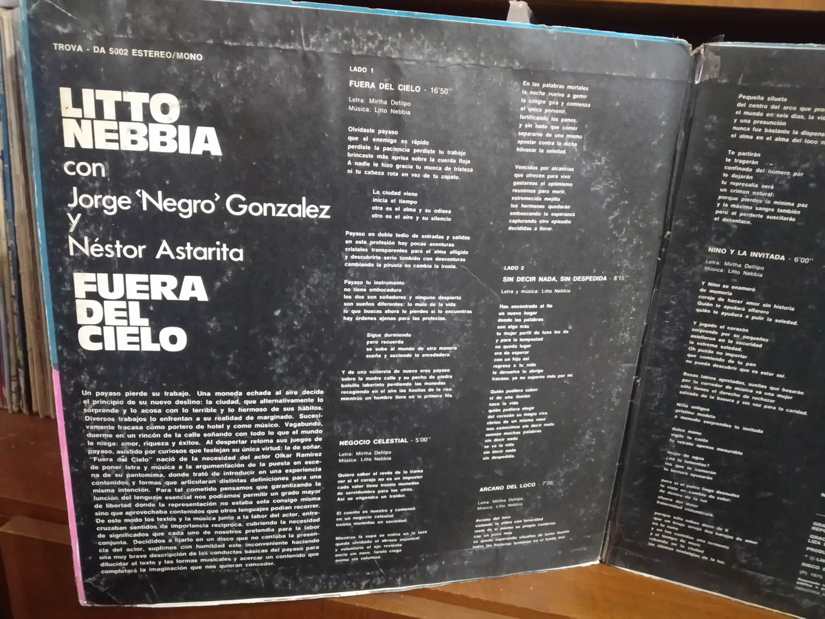 Litto Nebbia - Fuera del cielo - vinilo 1975