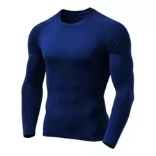 Camisa Térmica Azul Segunda Pele Proteção Uv 50+ Malha Fria 