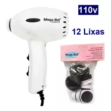 Pedicuro Compact Branco 110v Lixa Elétrica Esfoliador Pés + 12 Lixas Mega Bell