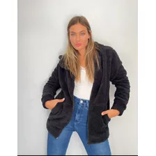 Campera Mujer Tapado Corderito Bifas Con Capucha Moda 