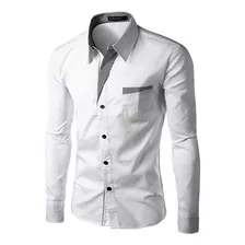 Camisa Manga Larga Elegante Diseño Nacbon Blanco