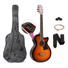 Guitarra Electroacústica Femmto 38in Naranja Diapason Arce Para Diestros Con Equalizador Y Accesorios