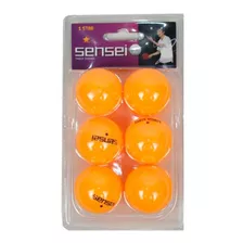 Pack Pelotas 6 Unid Naranja. Ping Pong 1 Estrella Sensei