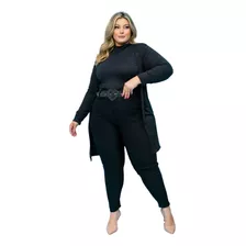 Conjunto 4 Peças, Calça,top, Kimono E Cinto Plus Size Lindo