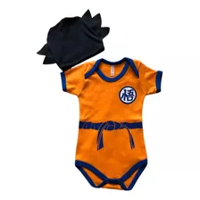 Body Temático Bebê Mesversário - Goku + Touca