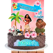 Topper Topo Bolo Personalizado C/ Nome E Idade Moana