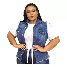 Colete Jeans Feminino Plus Size Elastano Tamanhos Grandes