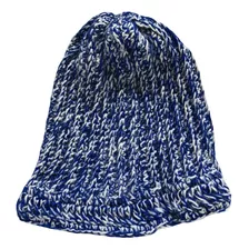 Touca Gorro Lã Grossa Artesanal Crochê Marinho Mesclad Linda