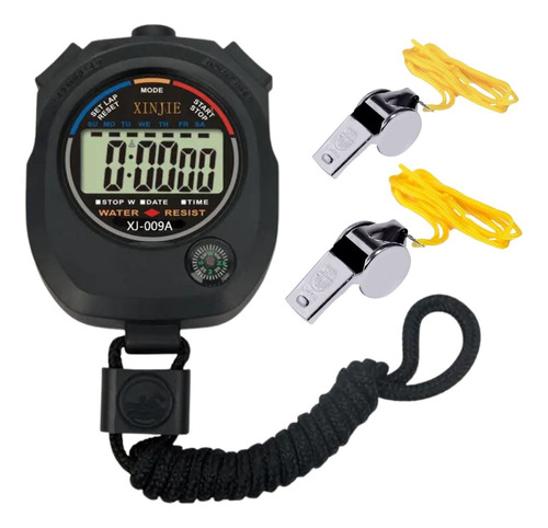 Cronômetro Digital Com Alarme Calendário E Bússola + 2 Apitos Metal Profissional Com Cordão