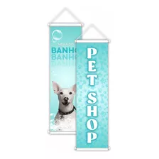 Kit 2 Banners Faixa Pet Shop Casa De Ração Divulgação Loja 