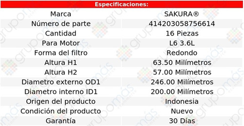 Caja De 16 Filtros De Aire Sakura Custom 300 L6 3.6l Ford 63 Foto 2