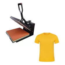 Prensa Plana Economizou 40x60 Preta 220v + 5 Camisas Amarela