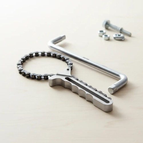 Kit Bremen: Llave Saca Filtro Cadena Profesional Gris + Llave Tapón Cárter 8-10 Mm Plateado