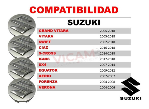 Kit 4 Centros De Rin Suzuki Grand Vitara 15-18 Gris/crom 54  Foto 6