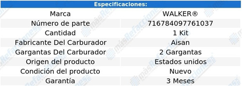 Kit Para Carburador Tercel L4 1.5l De 1981 A 1988 Walker Foto 2