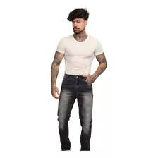 Calça Masculina Jeans Preta Tradicional Com Lycra